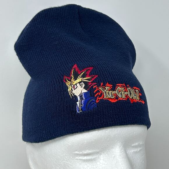 Vintage 90s Yu-Gi-Oh Youth Beanie Winter Hat Toque Stocking Cap 1996 Anime Blue - Picture 1 of 9
